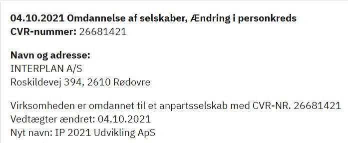 Interplan A/S tømt for værdier mens aktiviteterne flyttes til et nyt selskab